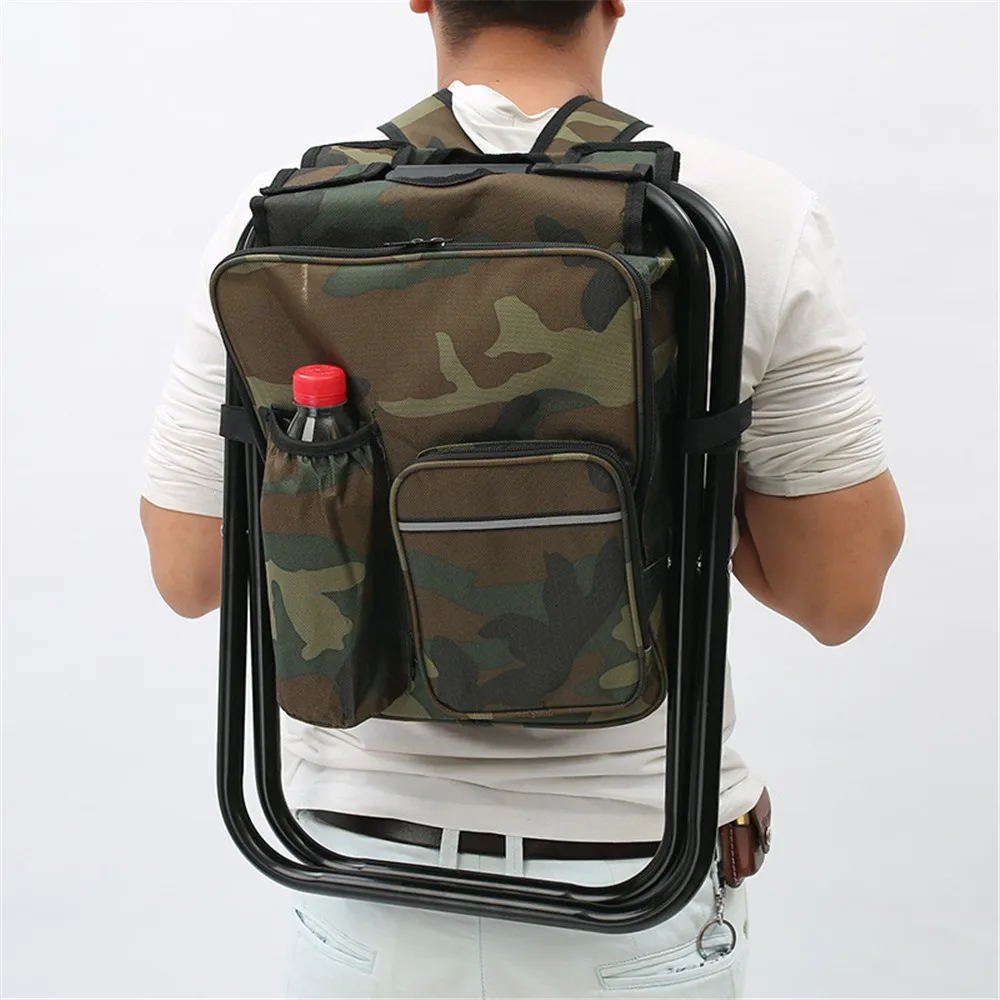 Fly Fishing Chair Outdoor Bag Folding Camping Stool Portable Backpack Cooler Insulated Picnic Hiking Seat Table Bag Bear 150KG