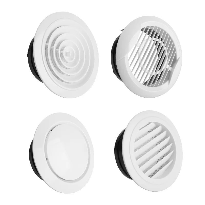 Adjustable air ventilation cover round ducting ceiling wall hole abs air vent grille louver kitchen bath air outlet