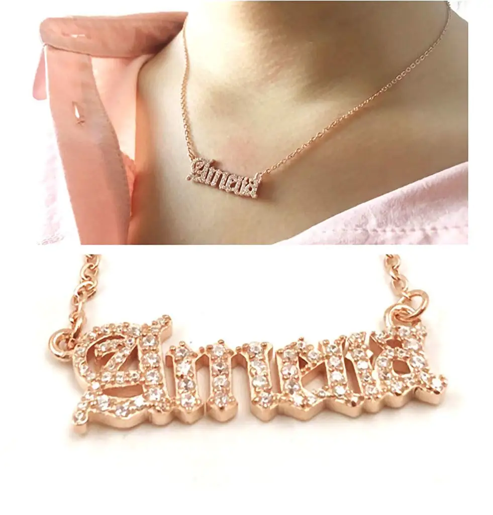 Imagem -05 - Colar de Nome de Pedra de Cristal Espumante Personalizado Personalizado 925-sterling-prata Pingente Gargantilha para Mulheres Meninas Placa de Identificação Mom Presente