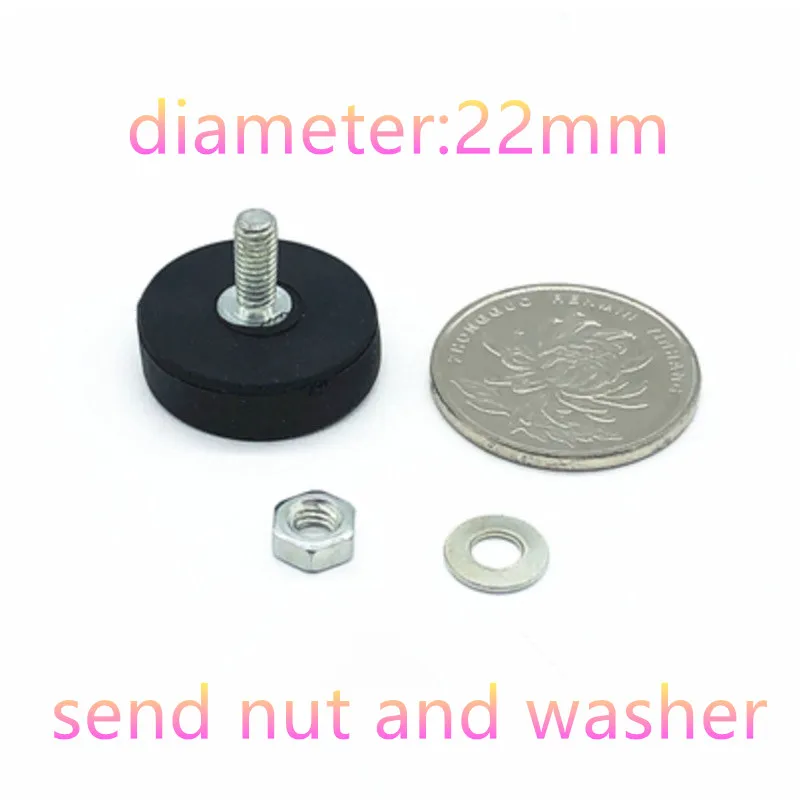 1pc D22 D43 Rubber Coated Magnet Magnetic Base External Thread/Flat Thread Mounting Bracket Holder For Boat LED Light Car Bar