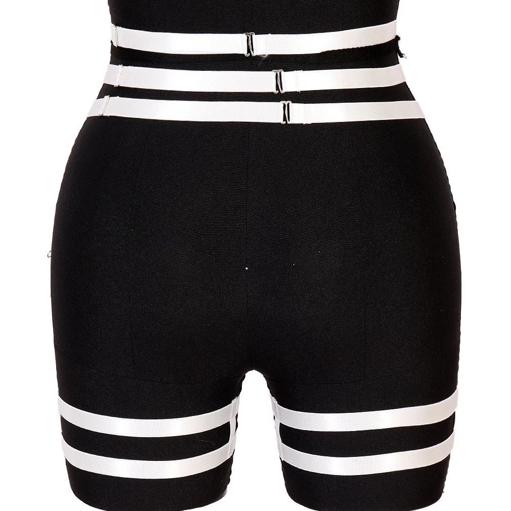 Red Fetish Black Gothic Garter Belt Body Harness Rave Festival Sexy Lingerie Bondage Stocking Leg Harness Pole Dance Garter