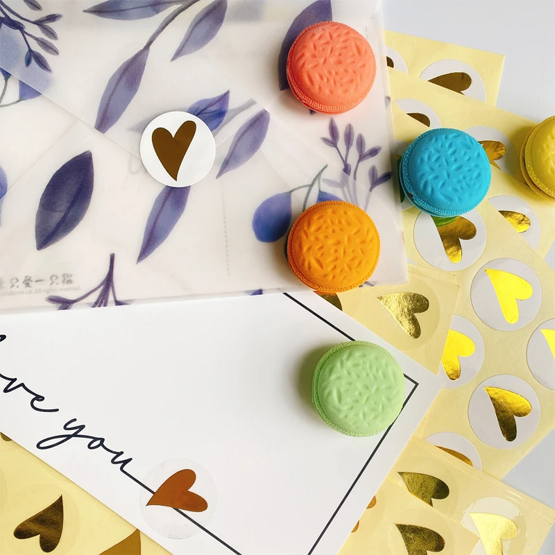 160 Stück/Los Runde Herz-Geschenk-Siegel-Etiketten, selbstklebende Kraftpapier-Siegel-Aufkleber für Backwaren, lustige DIY-Arbeiten – Detail 24