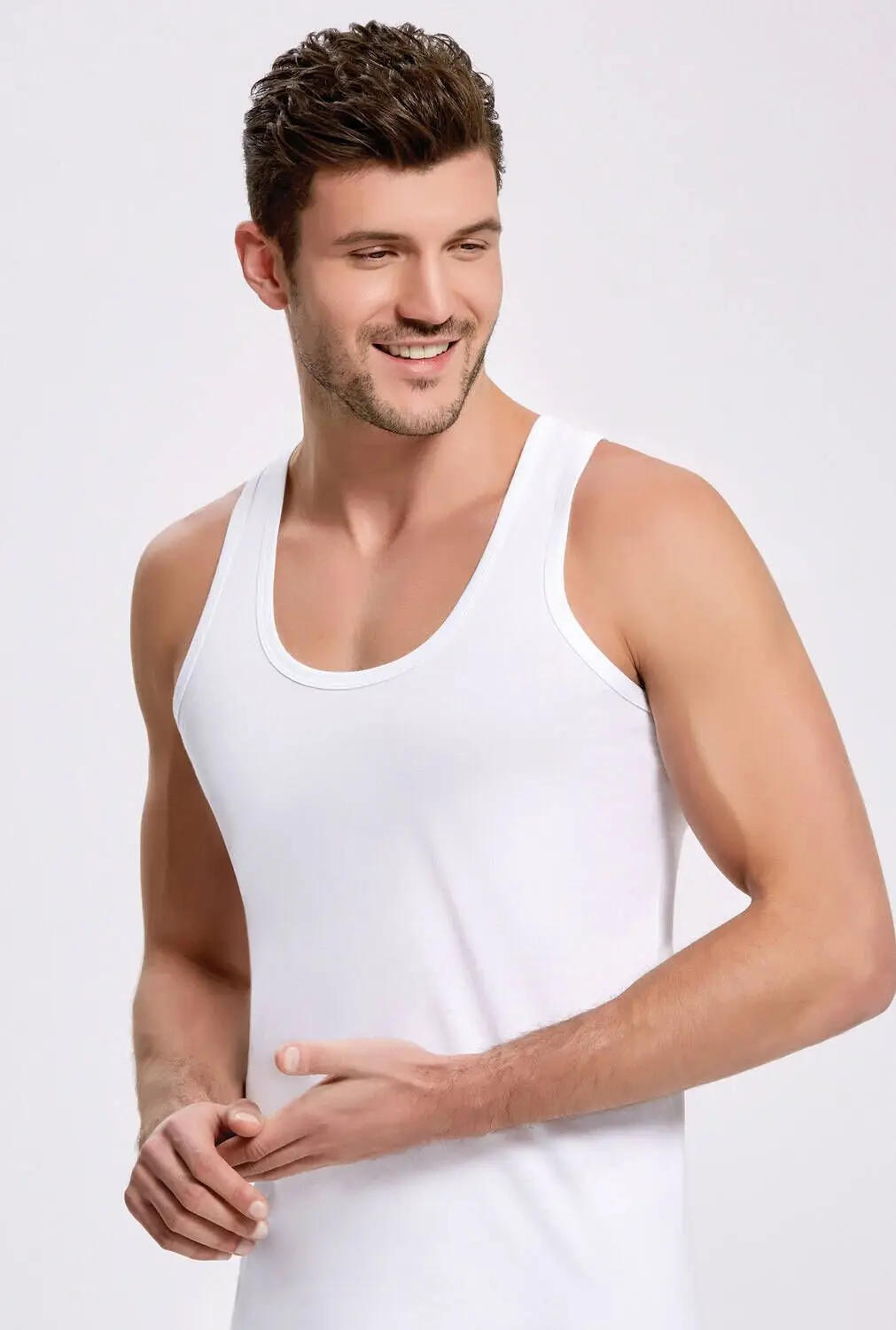 Principle of 1001 Single Jersey White Men 'S Undershirt 5 PCs