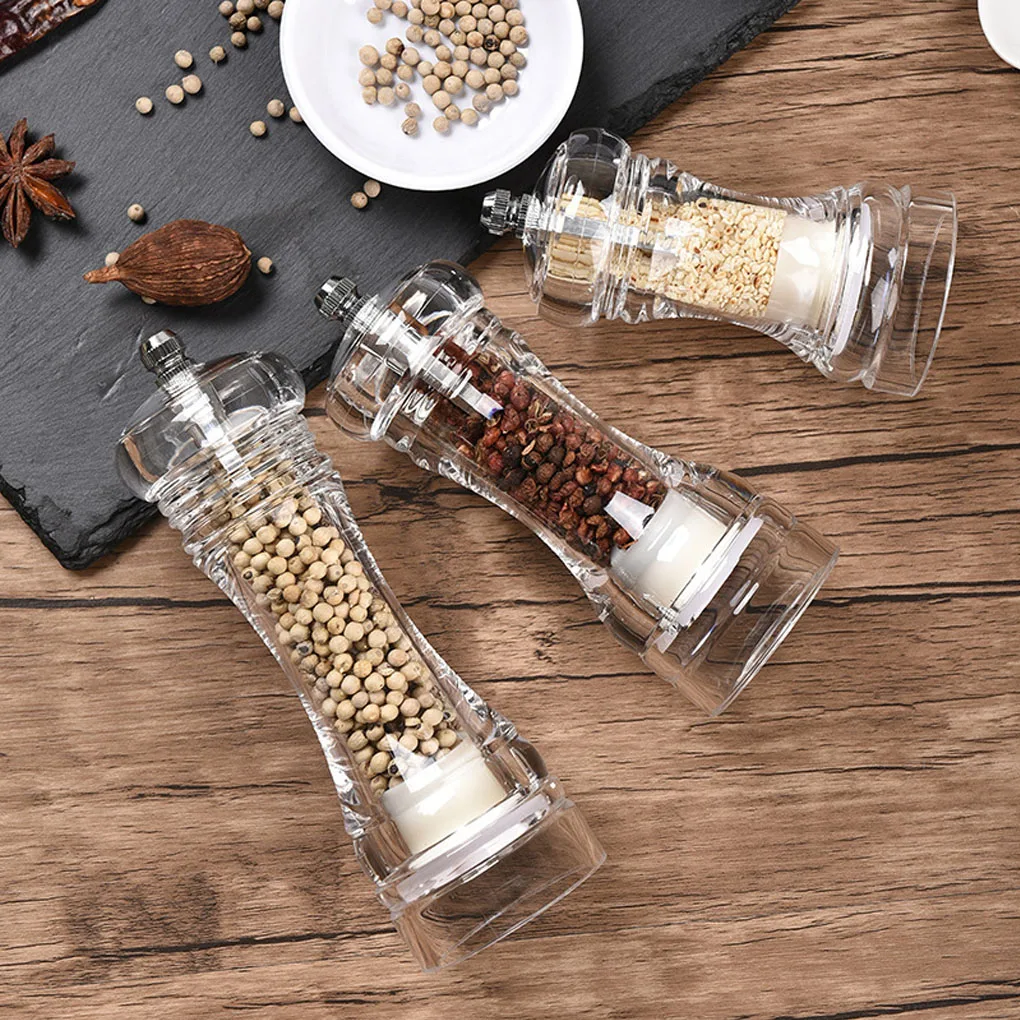 Transparent Pepper Grinder Salt Mill Machine Crusher Spice Grinding Handheld Seasoning Containers Bottle Gadgets