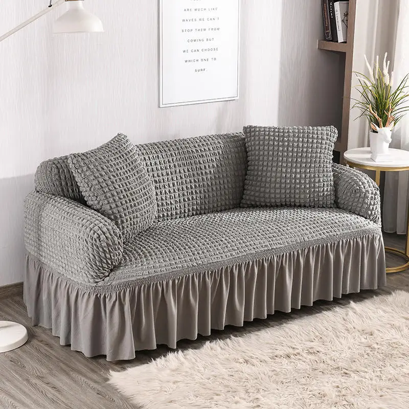 

Solid Color Elastic Sofa Cover For Living Room Printed Plaid Stretch Sectional Slipcovers Sofa Couch Cover L Shape