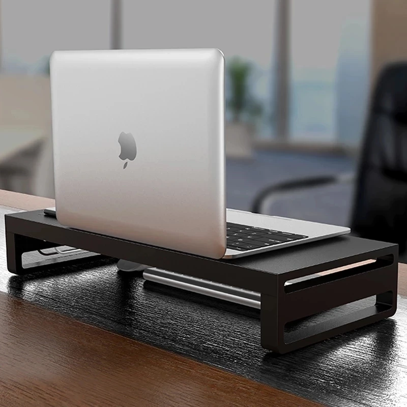 Multi Laptop Computer Monitor Stand Riser desk USB3.0 Wireless Charger Base Support Data Transfer and Charging Steel Desk