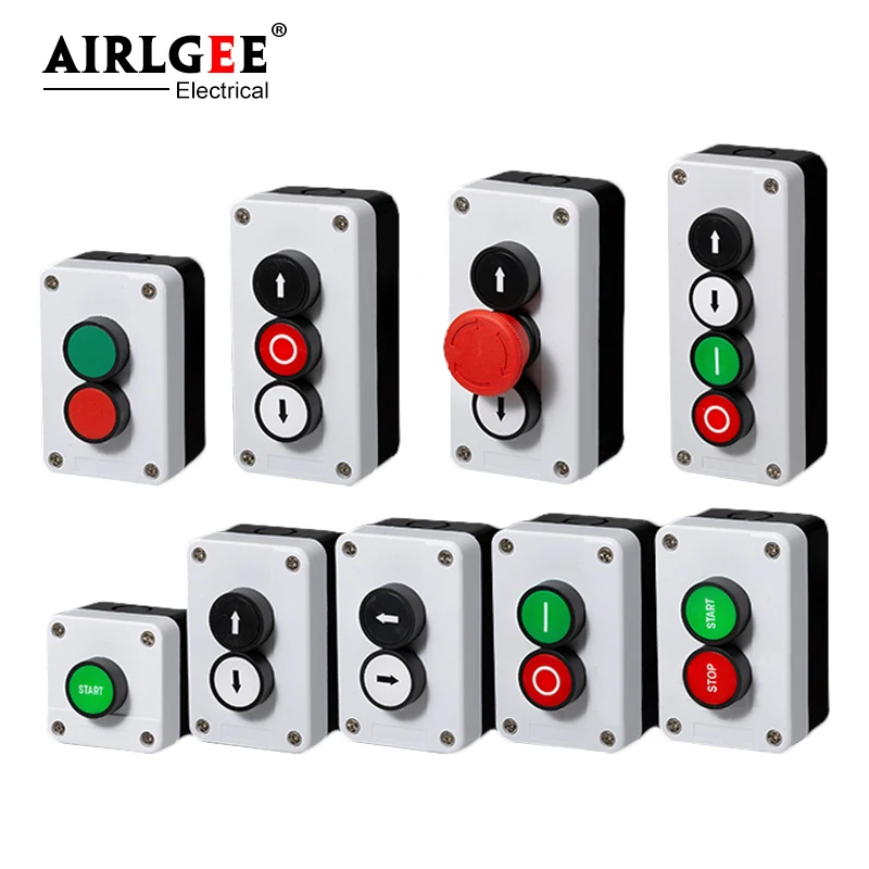 Arrow symbol indicates start and stop self-reset Momentary Waterproof button box switch emergency stop industrial control box