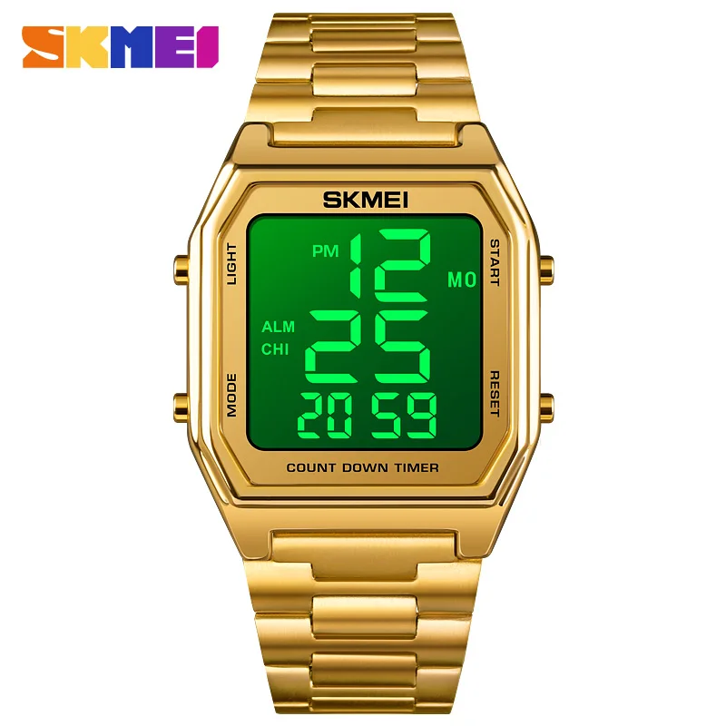 SKMEI Original Fashion Men Watch Luxury Digital Watch Stainless Steel Led Light Waterproof Chronograph Luxury Wristwatch for Man