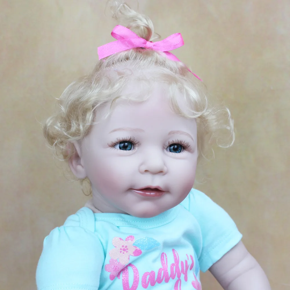 Bebes doll with 55 CM Soft  Reborn Baby Blonde Hair Girl Doll Toy Lifelike Realistic 22 Inch Princess Toddler Smiling Lisa Bebe