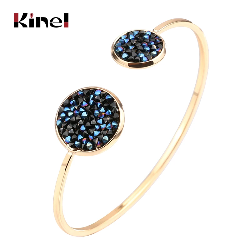 Hot Fashion Gold Color Bracelets For Woman With From Luxury Crystals Paved Round Bracelet & Bangles Vintage Jewelry