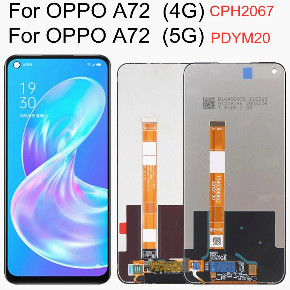 

6.5" lcd For OPPO A72 5G 2020 PDYT20 LCD Display Touch Screen Digitizer Assembly Replacement For OPPO A72 4G CPH2067 LCD