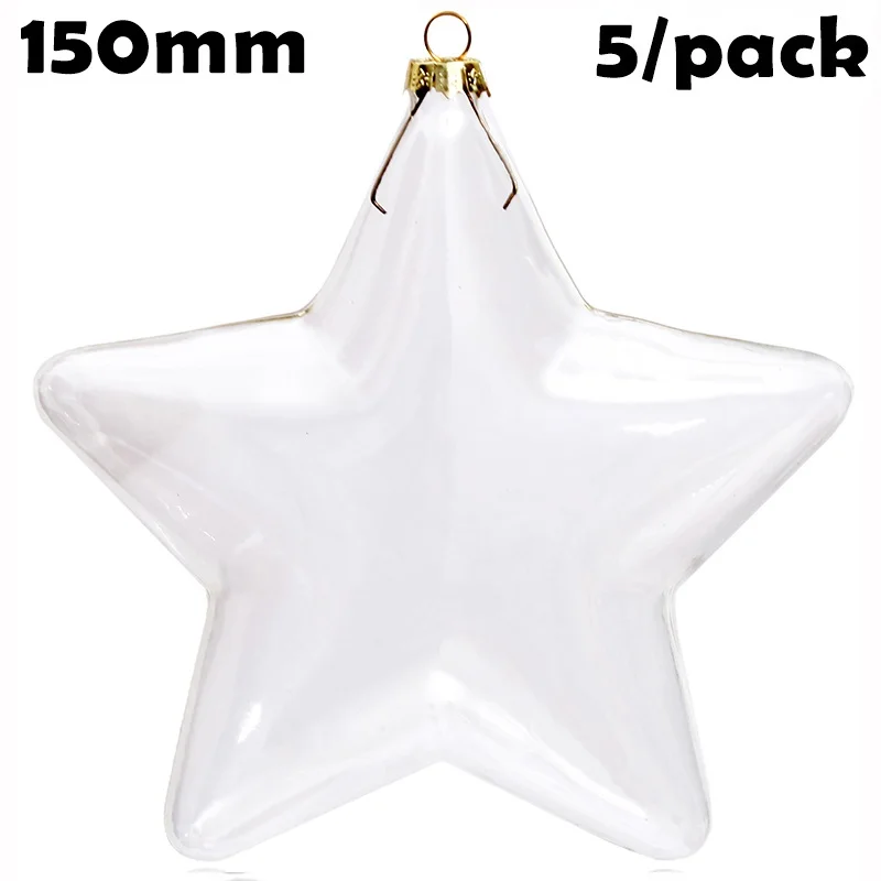 

5 Pieces x DIY Paintable Home Wedding Christmas Xmas Decoration Ornament Ball 150mm Glass Pentagram