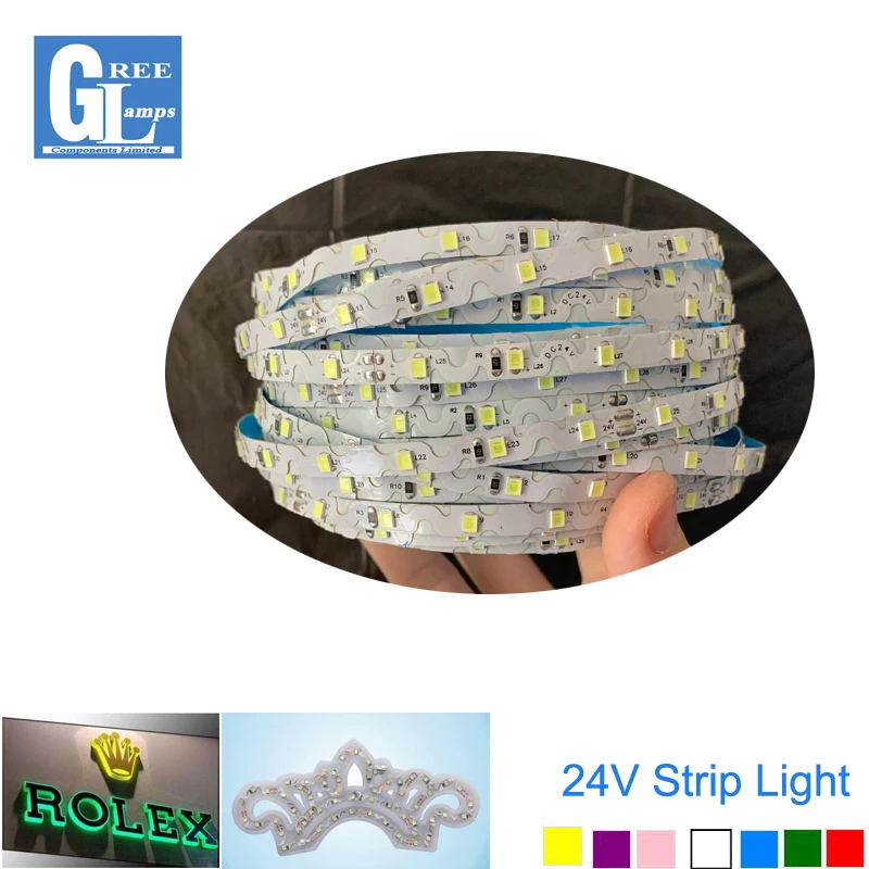 Tira de luces Led en forma de S SMD 2835 DC12V 24V 60leds/M, cinta de tiras flexibles no impermeables para Letras de canal