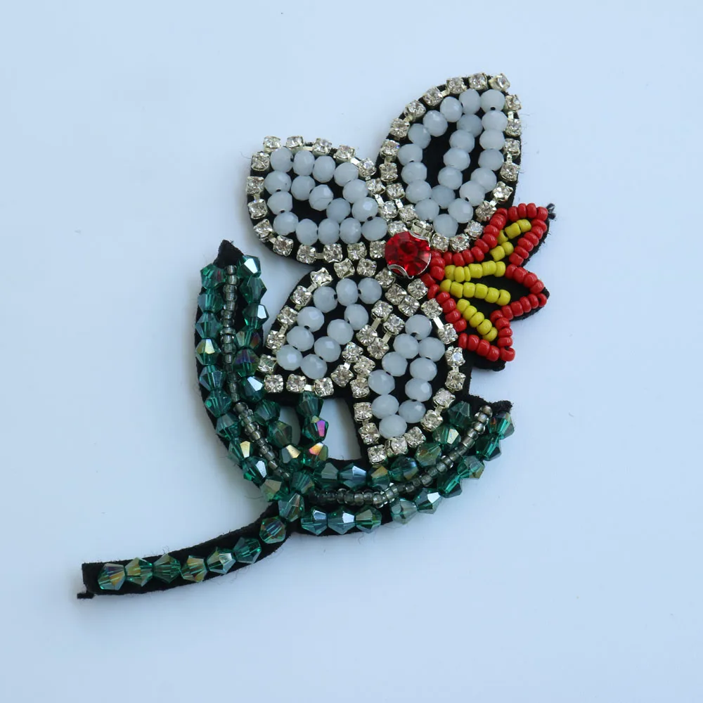 Mode nähen auf Strass perlen Patches für kleidung Blume Vogel stickerei applique Parches Handgemachte pailletten patch – Detail 18