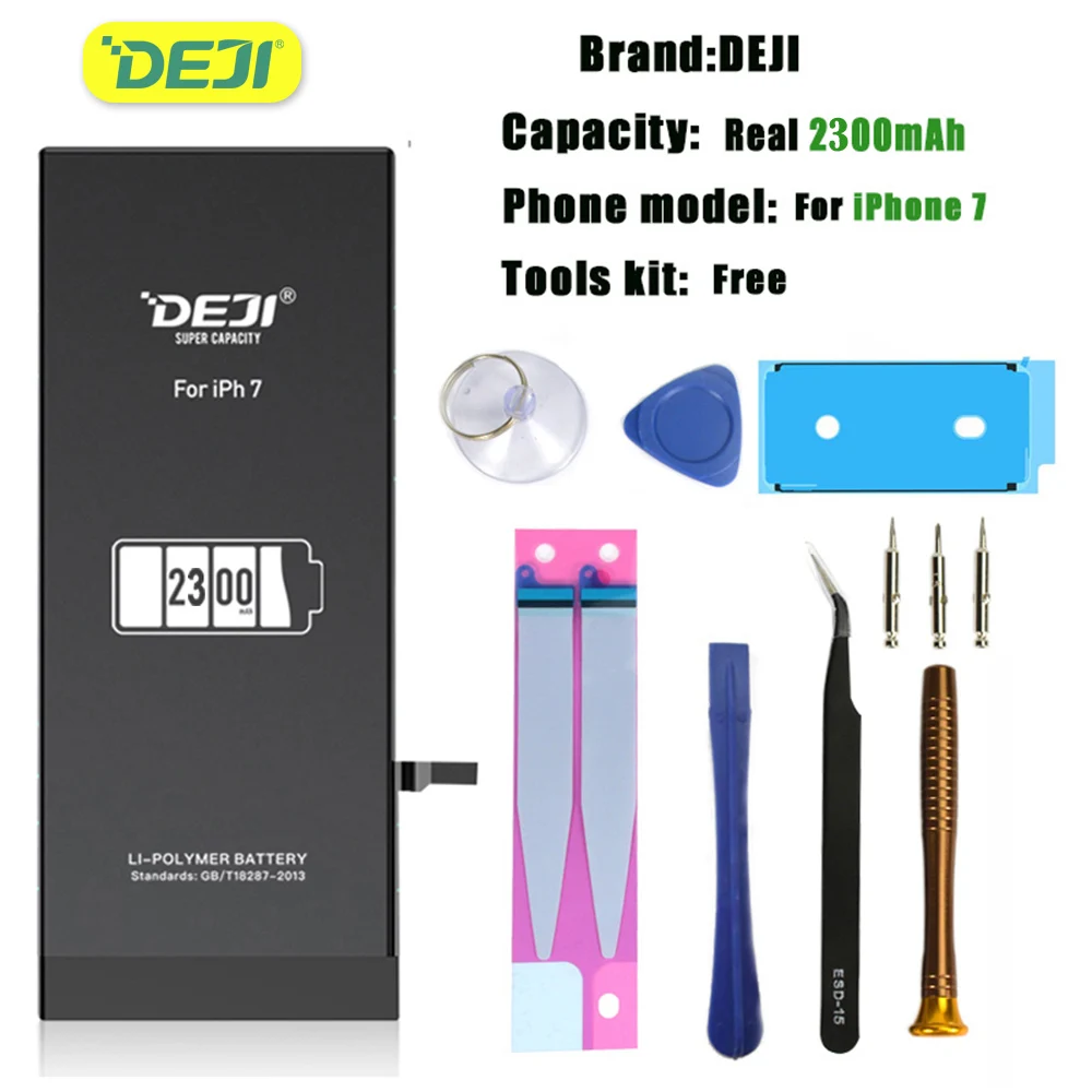 DEJI For iPhone 7 battery rechargeable batteries free phone repair tools 6s SE 8plus X 6plus replacement Bateria