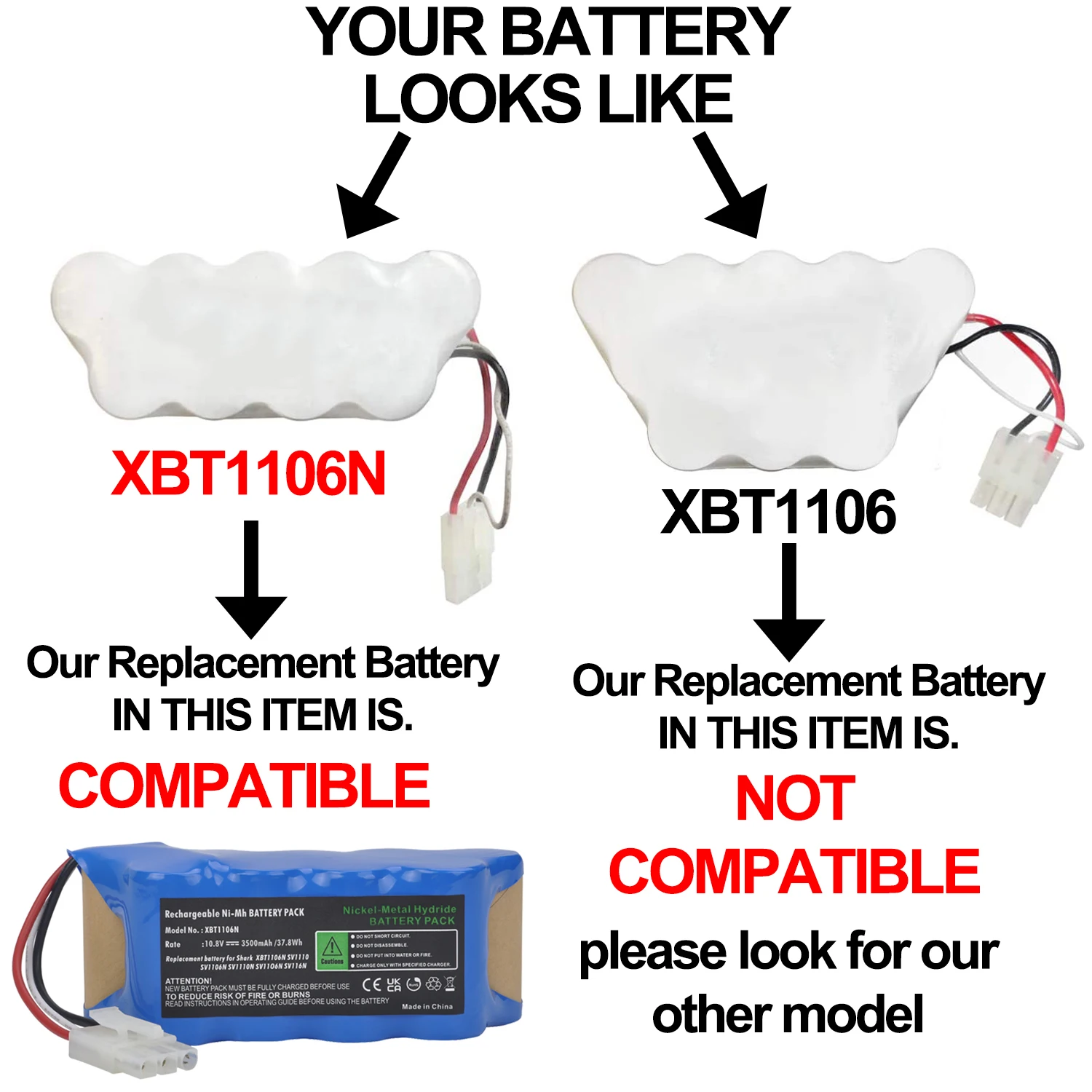 Pickle Power 10.8V 3500mAh Battery Vacuum for Shark XBT1106N SV1110 SV1106N SV1110N SV11O6N SV116N Freestyle Navigator