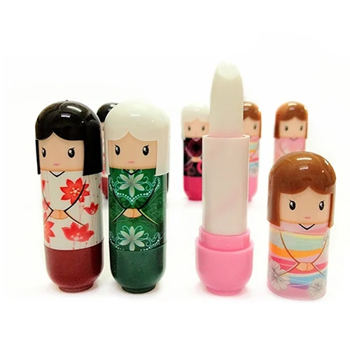 1Pc Cute Japanese Doll Clear Moisturizing Repair Lip Balm Lip Protector Lipstick Moisturizing Anti-Drying Lip Balm Random Color