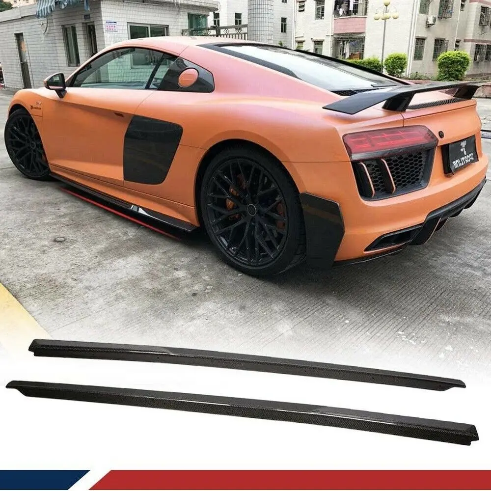 Real Carbon Fiber Car Side Skirts Body Kits Fit For Audi R8 2016-2019 2pcs