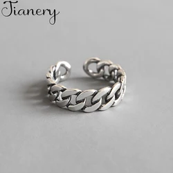 JIANERY Trendy Silver Color Hollow Chain Rings For Women Bridal Wedding Engagement Jewelry Large Opening Antique Rings