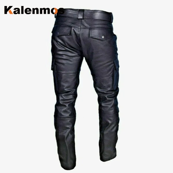 Punk Leather Pants Men Medieval Gothic Long fashion Retro Maxi Shirt Cosplay Costume Middle Ages Party Masquerade Large Pants