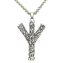 Runic Algiz Branches Divine Protection Sanctuary Viking Mens Jewellery Necklace Charms Pendants Amulet