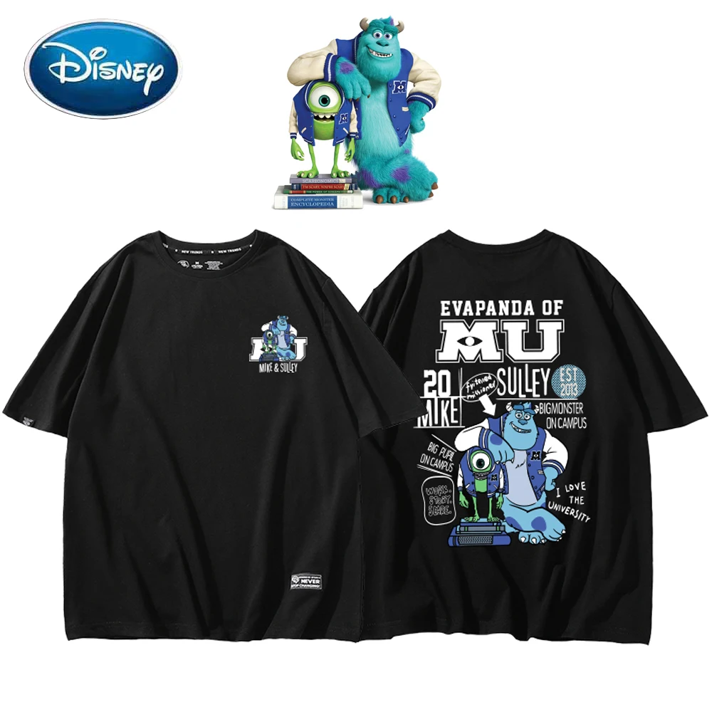 Disney T-Shirt Fashion MikeWazowski JamesP.Sullivan Monsters University Letter Cartoon Print Unisex Women T-Shirt Tops 8 Colors