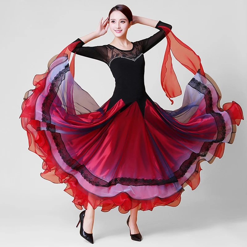 

Ballroom Competition Dance Dress Women New High Quality Multi Color Tango Flamenco Waltz Ballroom Dancing Dresses