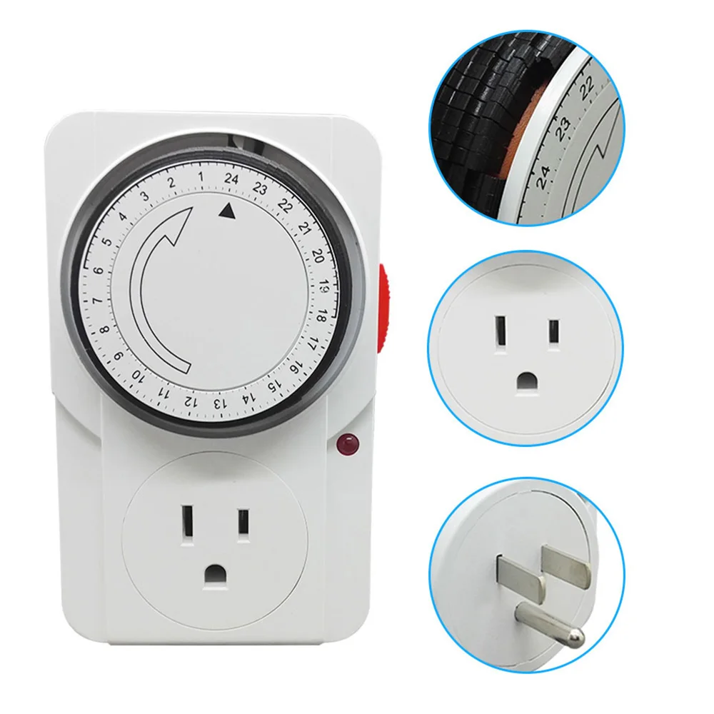 24 Hour Cyclic Timer Switch Kitchen Timer Outlet Loop 110V Timing Socket Mechanical Timer 230VAC 3500W 16A UK EU US Plug