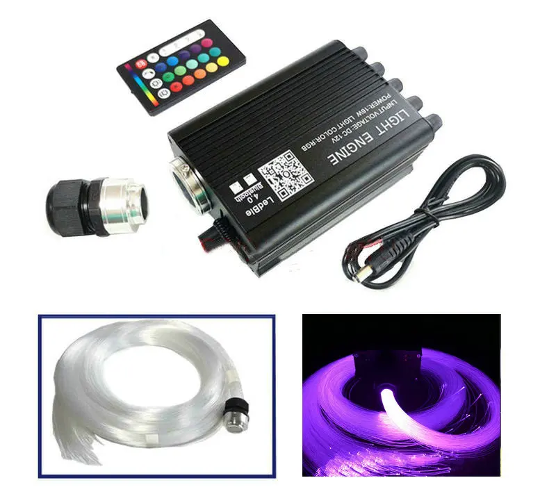 

RGBW 12V Car Ceiling Fiber Optic Led Source Starry Star DIY&shooting Meteor light App phone Audio Remote control 16W+0.75 cable