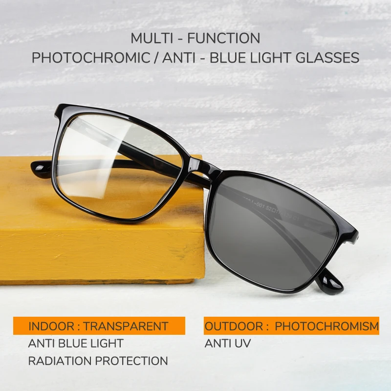 Toketorism Anti Blue Light Computer Glasses Photochromic Sunglasses Women Men's tr90 Frame 100SB