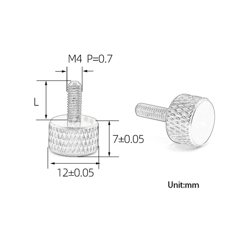 10PCS M3 M4 Aluminum Alloy Flat Head knurled Hand Screw Colourful Screw Bolt