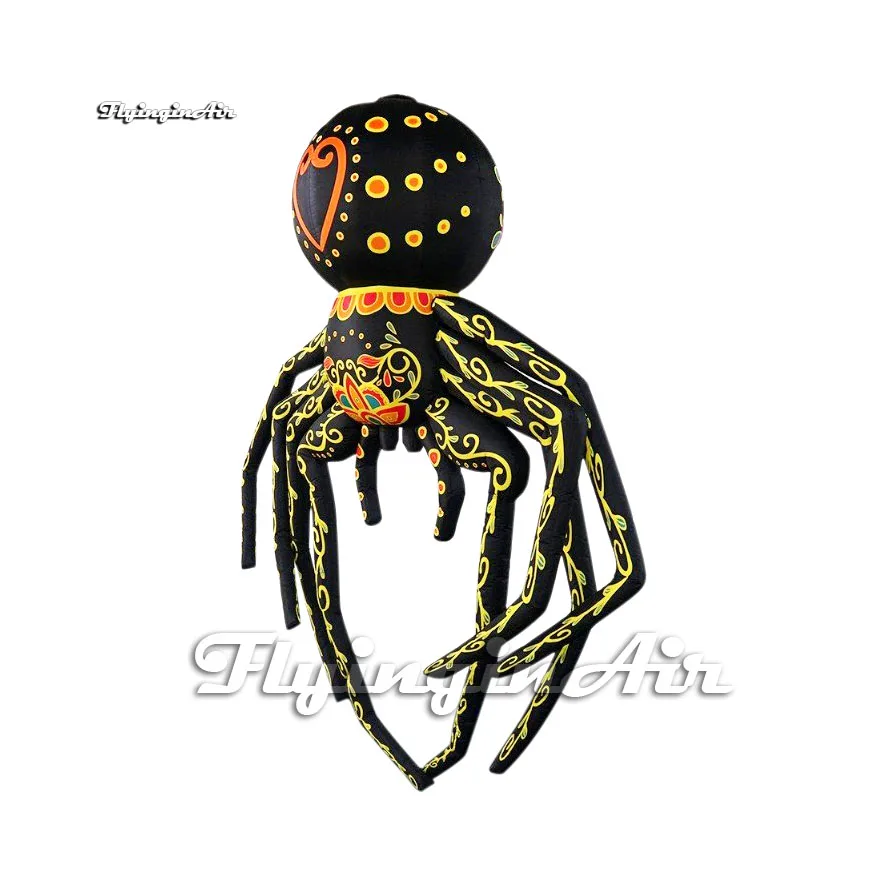 Outdoor Halloween Decorative Animal Hanging Inflatable Spider For Building Roof And Wall Decoration