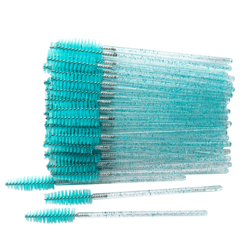 Pinceaux de maquillage pour cils en cristal de poulet, manche en diamant, baguettes applicateur de mascara, outils d'extension de cils, salle de bain T, 50 pièces