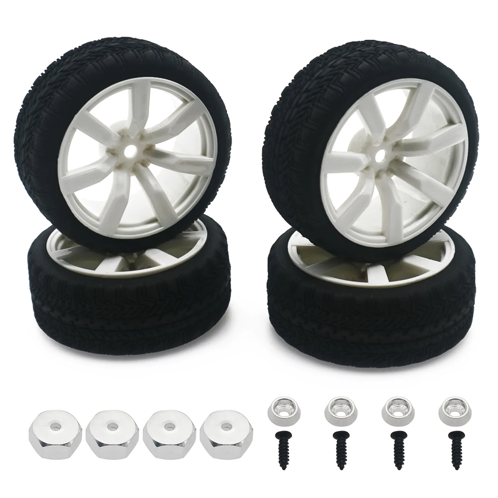 4pcs/set 63mm plastic rim 7 spoke wheel rubber tire for WPL D12 hobby model car 1-10 WPL D12 drift truck upgraded part