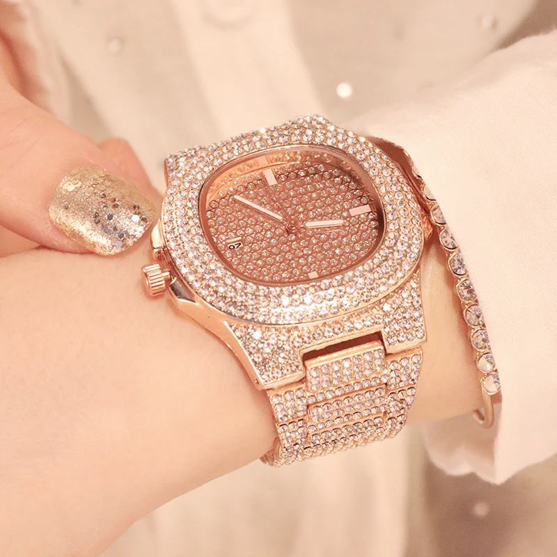 Top Luxury Brand Women Watch Fashion Rose Gold Quartz Watch Ladies Diamond Dress Bracelet Watches Female Clock Relogio Feminino