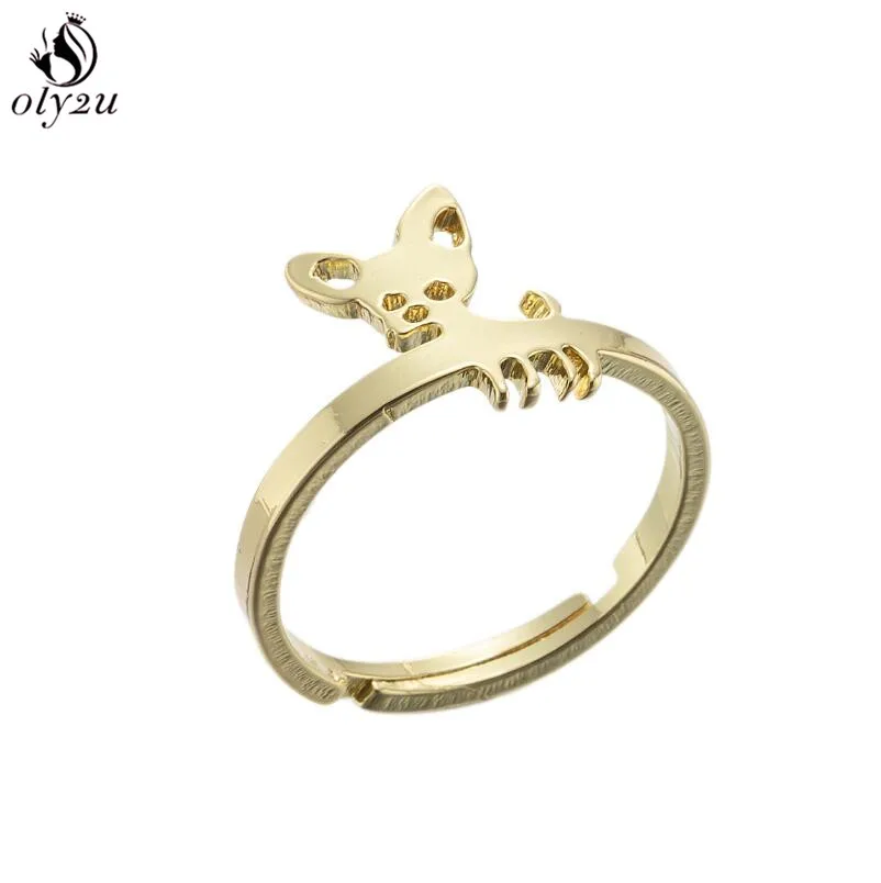 Lovely Chihuahua Dog Adjustable Rings for Women Stainless Steel Animal Dog Paw Finger Ring Trend Jewelry 2024 bague homme