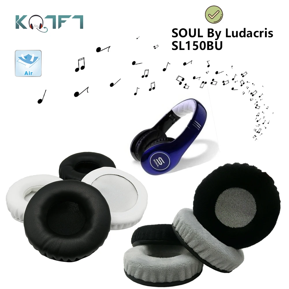 

KQTFT round flannel 1 Pair of Replacement Ear Pads for SOUL By Ludacris SL150BU Headset EarPads Earmuff Cover Cushion Cups