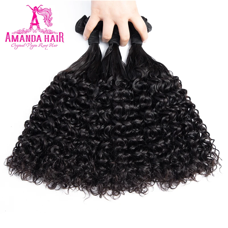 Amanda Double Drawn Hair Fumi Deep Curl brazylijski dziewiczy włosy Natural Color nieprzetworzone dziewicze włosy 100 g/sztuka Full End