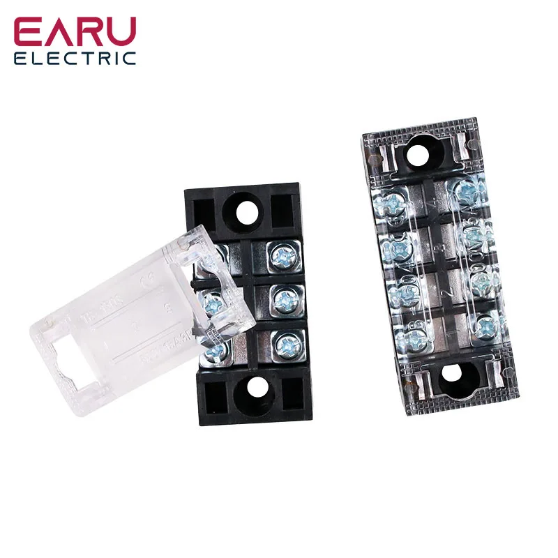 15A 600V Dual Row Barrier Screw Terminal Block Wire Connector TB Series 3 4 5 6 8 10 12 16 20 Positions Ways Factory Wholesale