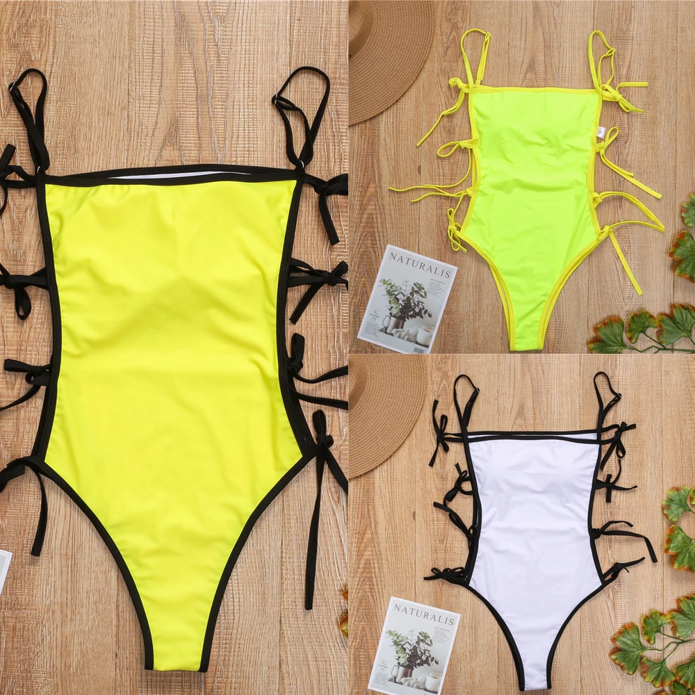 VigoCasey Hollowed Bandeau Swimwear Women 2024 Sexy One Piece Swimsuit Female Tied Bathing Suit High Waist Monokini Swim Wear