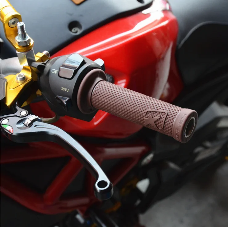 Retro brown motorcycle cross grips left right rubber parts motorcycle handle grip rbike handlebar classic vintage moto rcycle