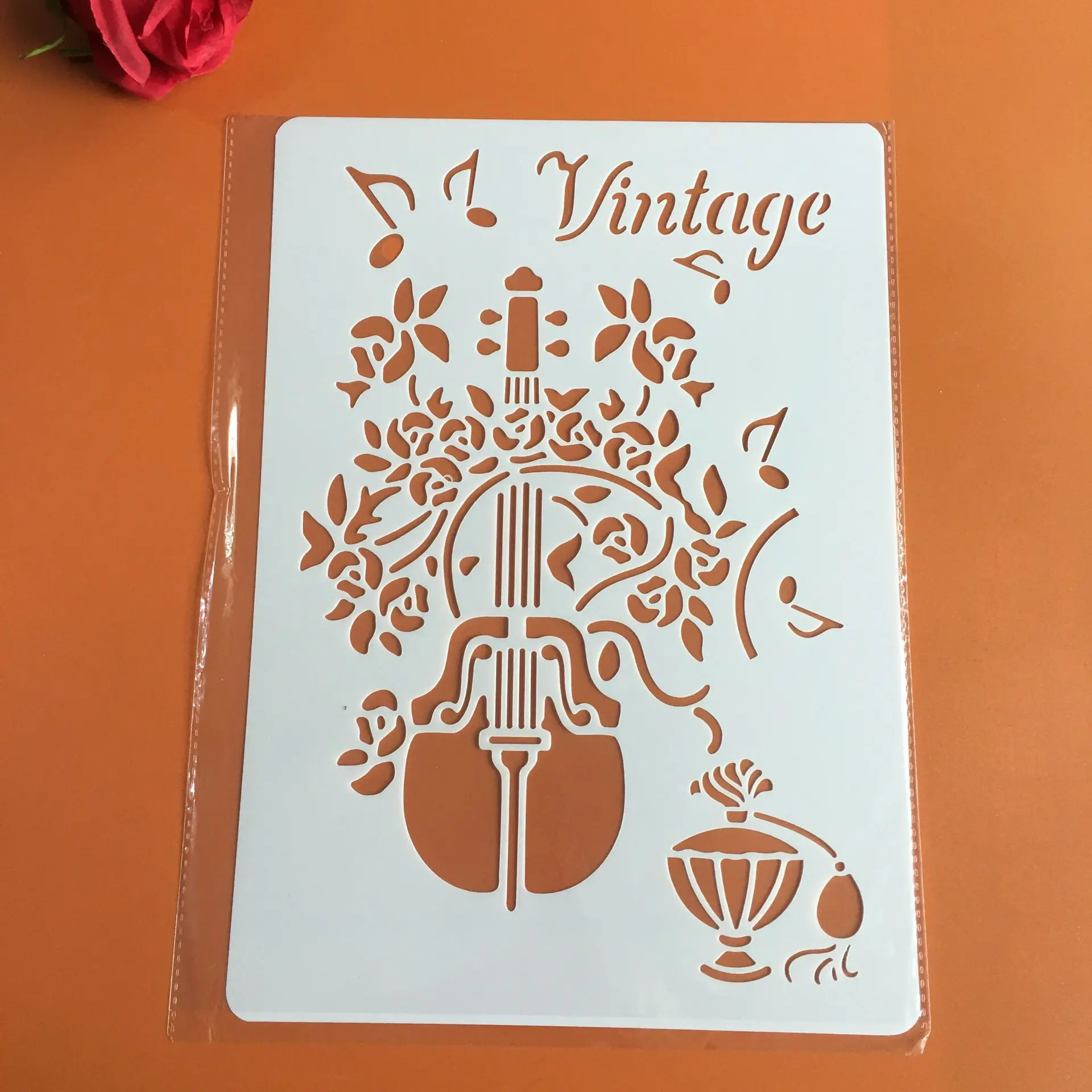 Guitar music A4 29*21cm DIY Stencils Wall Painting Scrapbook Coloring Embossing Album Decorative Paper Card Template