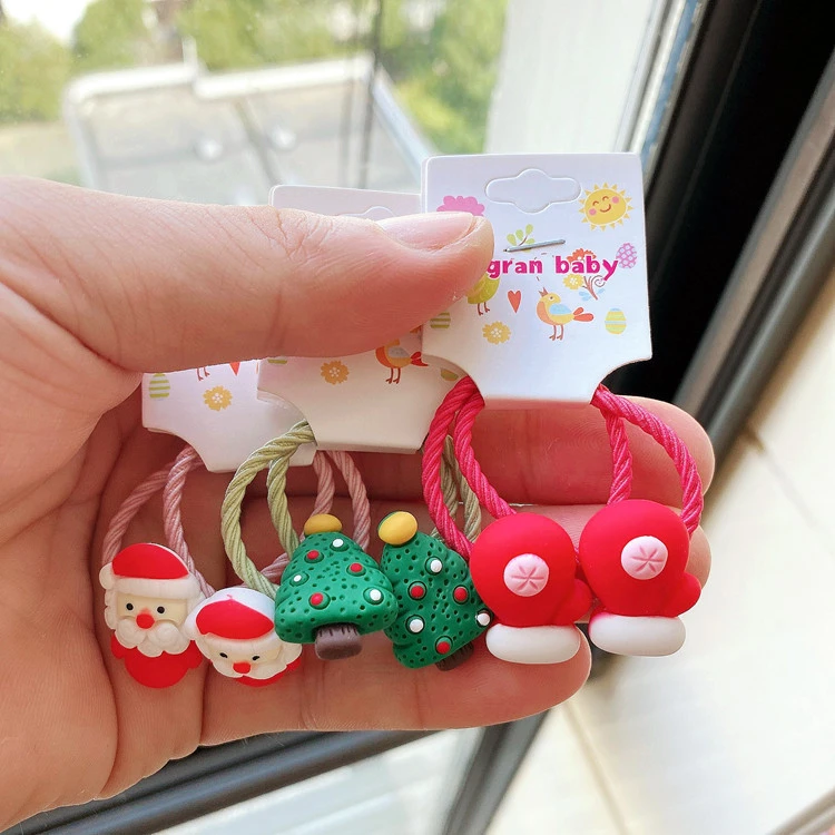 2PCS New Christmas Elk Princess Cartoon Headwear Lovely Kids Elastic Hair Bands Children Ropes Girls Accessories Baby Headdress