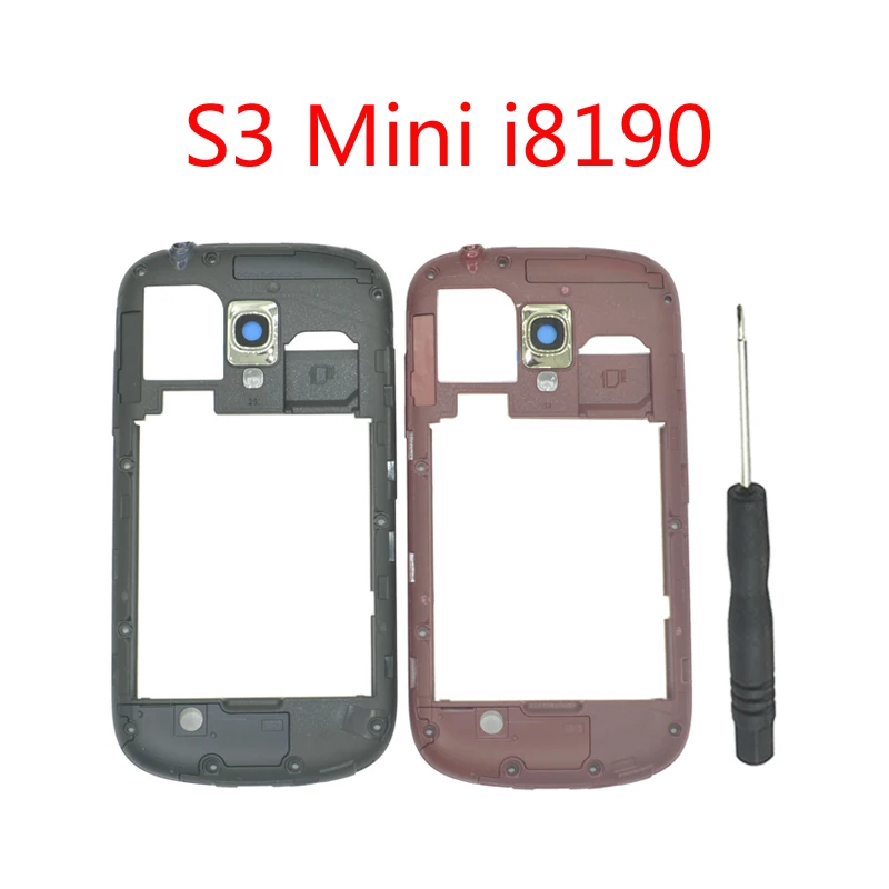 Back Frame For Samsung S3 Mini I8190 i8200 Mobile Phone New Housing Rear Middle Panel With Camera Glass Lens + Tools