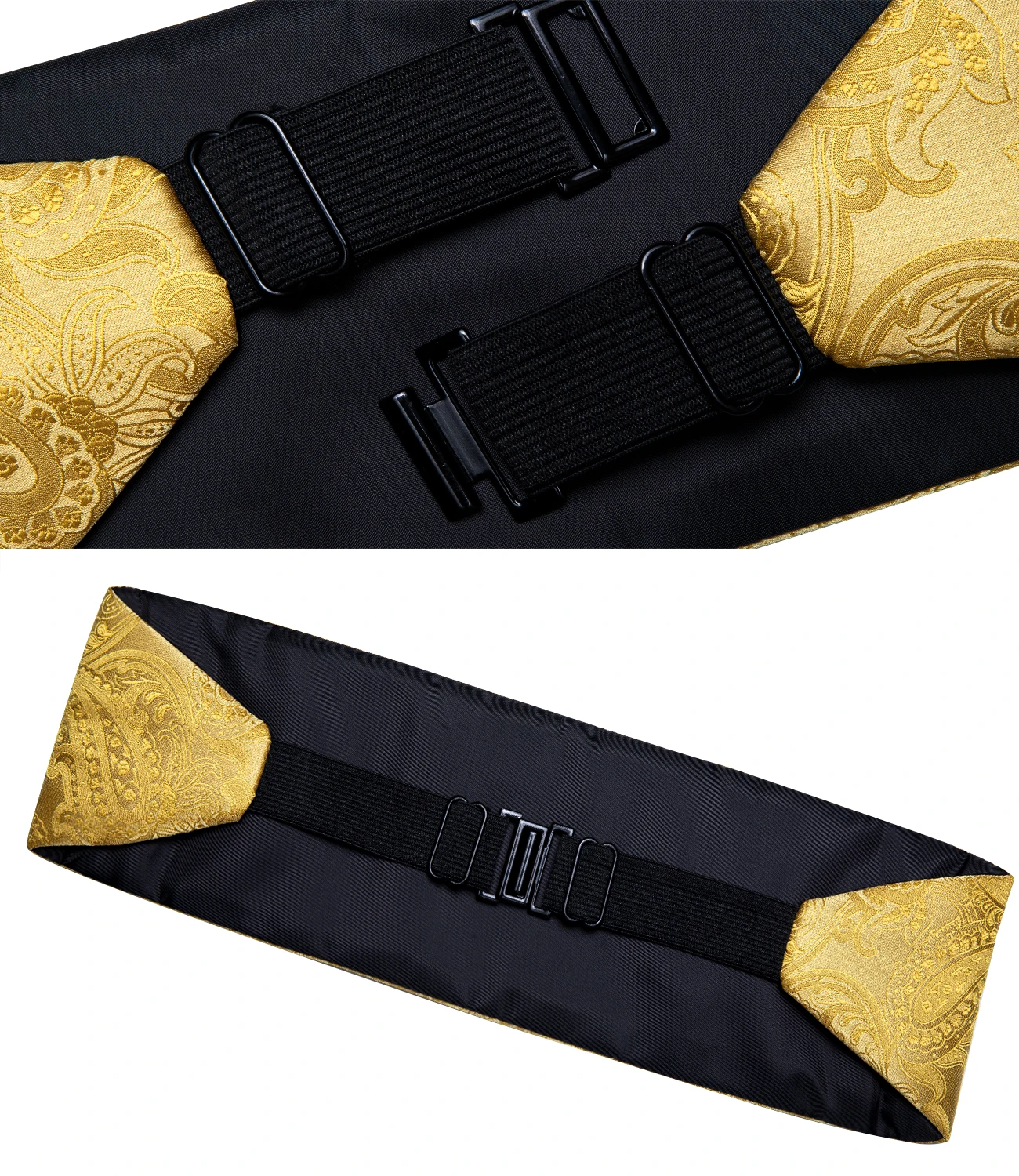 Gold Paisleyผู้ชายTuxedo CummerbundและBow Tieงานแต่งงานอย่างเป็นทางการCummerbundsเข็มขัดยืดกว้างเข็มขัดเข็มกลัดชุดDiBanGu