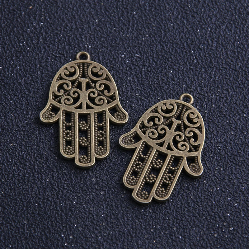 4pcs/lot 24*30mm  Three color Metal Alloy Hand of Fatima Charms Jewelry Hand Charms