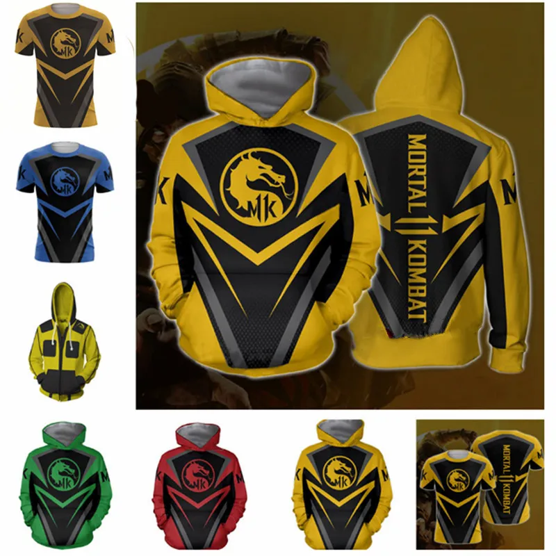 Mortal Kombat X Sub-Zero Scorpion T-shirt Cosplay Costume Men Women Zip-up Hoodies Sweatshirts Mortal Kombat Hoodies Jackets