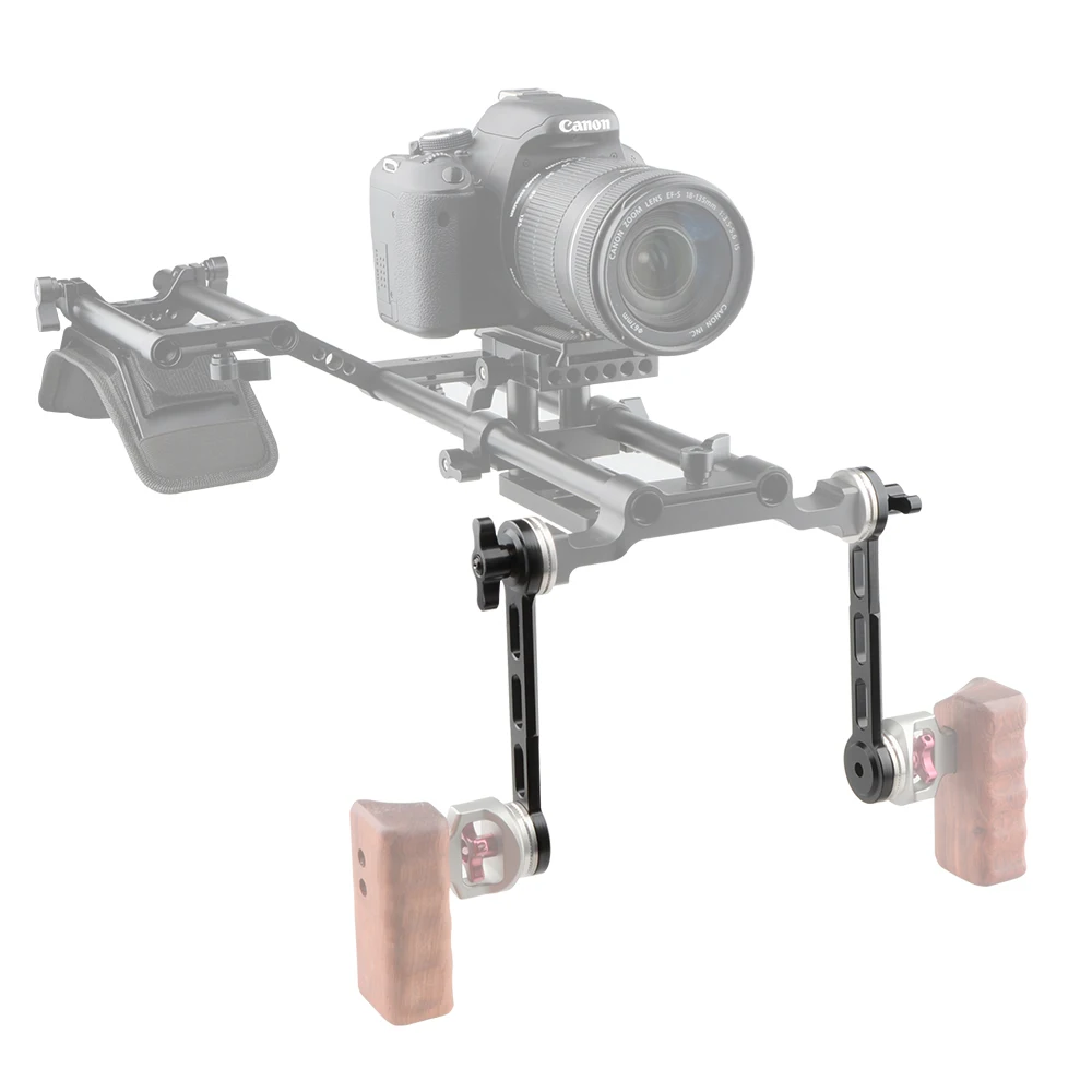 HDRIG brazo de extensión de roseta de riel Nato, Riel de seguridad integrado NATO para dispositivos de roseta estándar ARRI, jaula de cámara, 1 par