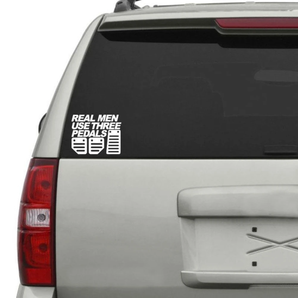 Car Stickers наклейка на авто Real Men Use Three Pedals Auto Vehicle Window Bumper Funny Decal Sticker Decor наклейки на машину