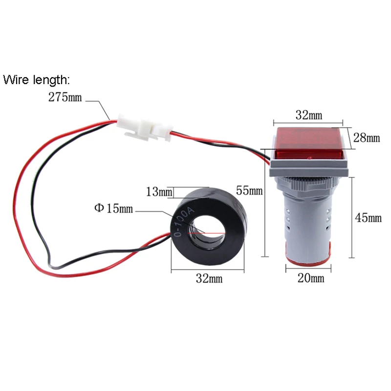 AC60-500V 0-100A 20-75Hz single phase AC voltage ampere Frequency panel meter A V Hz indicator AC multifunction panel meter